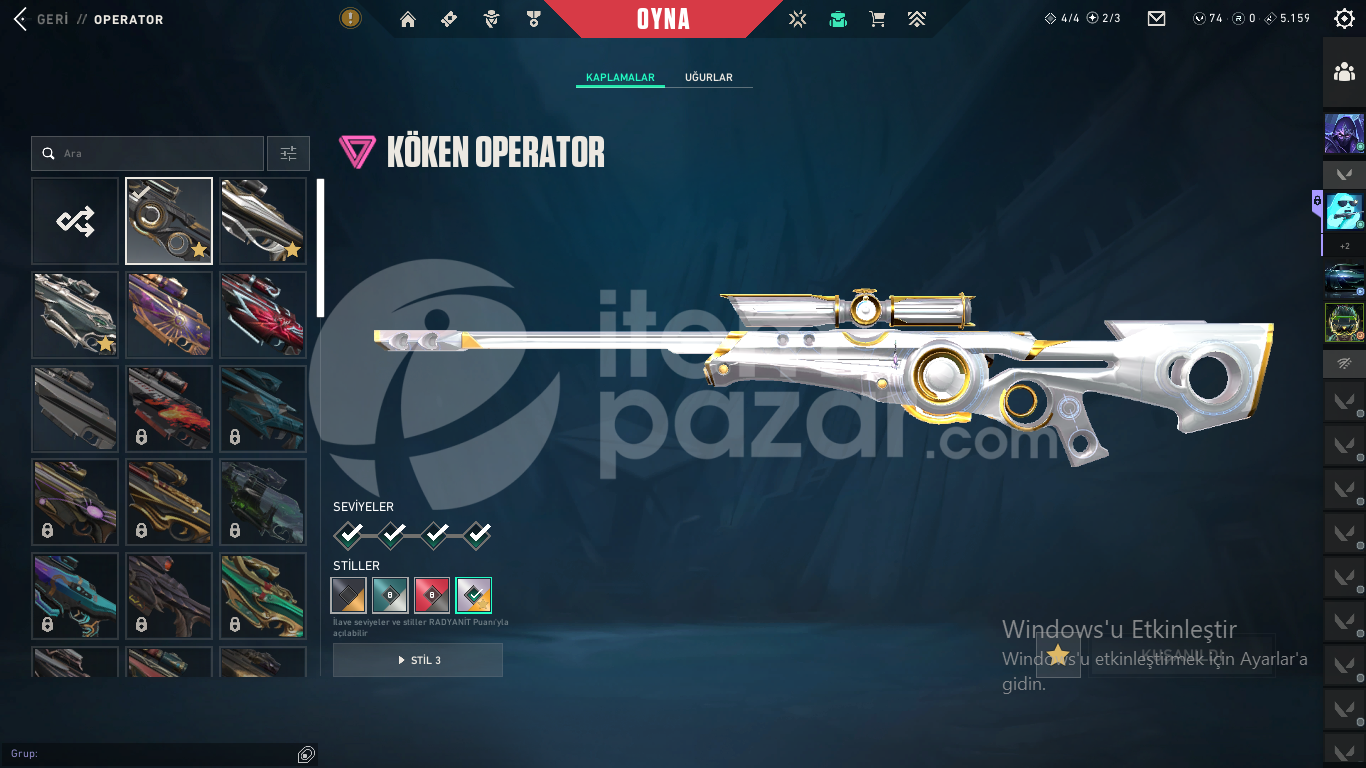 main lik hesap 250 level peek elosu plat 