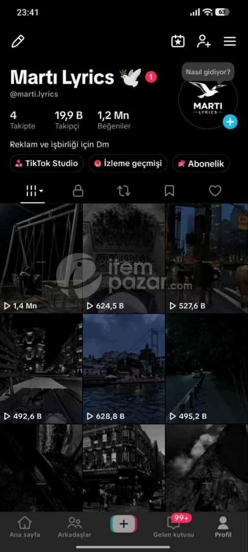 Milyon İzlenmeli 19.9K Takipçili TikTok Hesabı