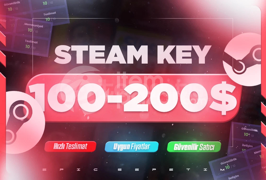 ⭐Minmum 100$ Steam Key (3.803,72₺)⭐
