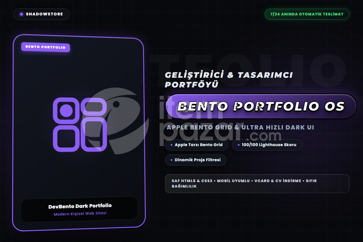 Modern Bento Portföy ve CV Web Şablonu - Yazıl