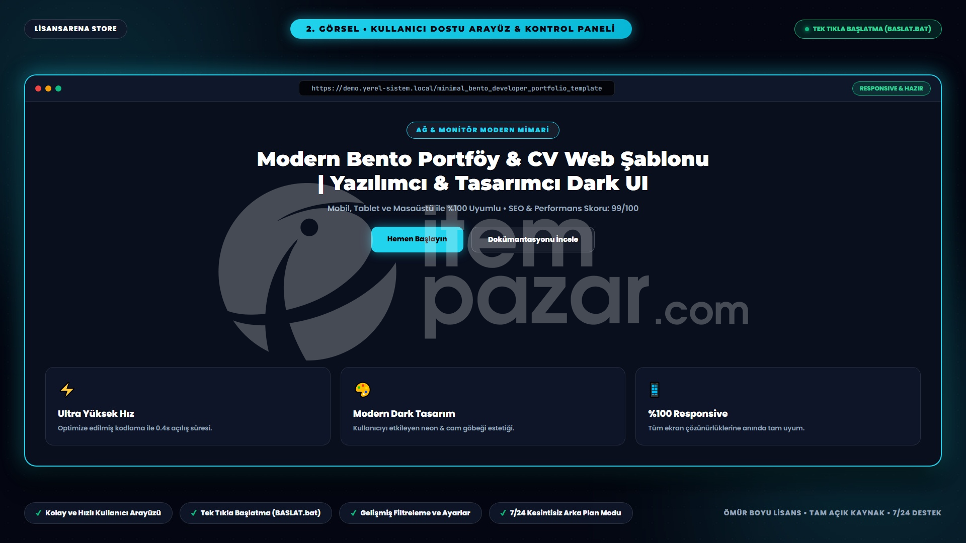 Modern Bento Portföy ve CV Web Şablonu - Yazıl