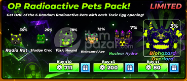 Muscle Legends OP Radioactive Pets Pack 10x