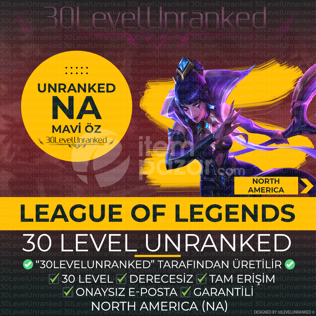 NA 40K+ MÖ 30 Level Unranked Hesap