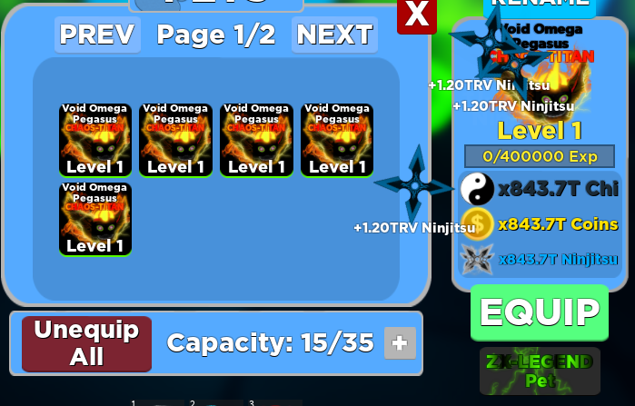 5X Ninja Legends Pegasus Chanos-titan