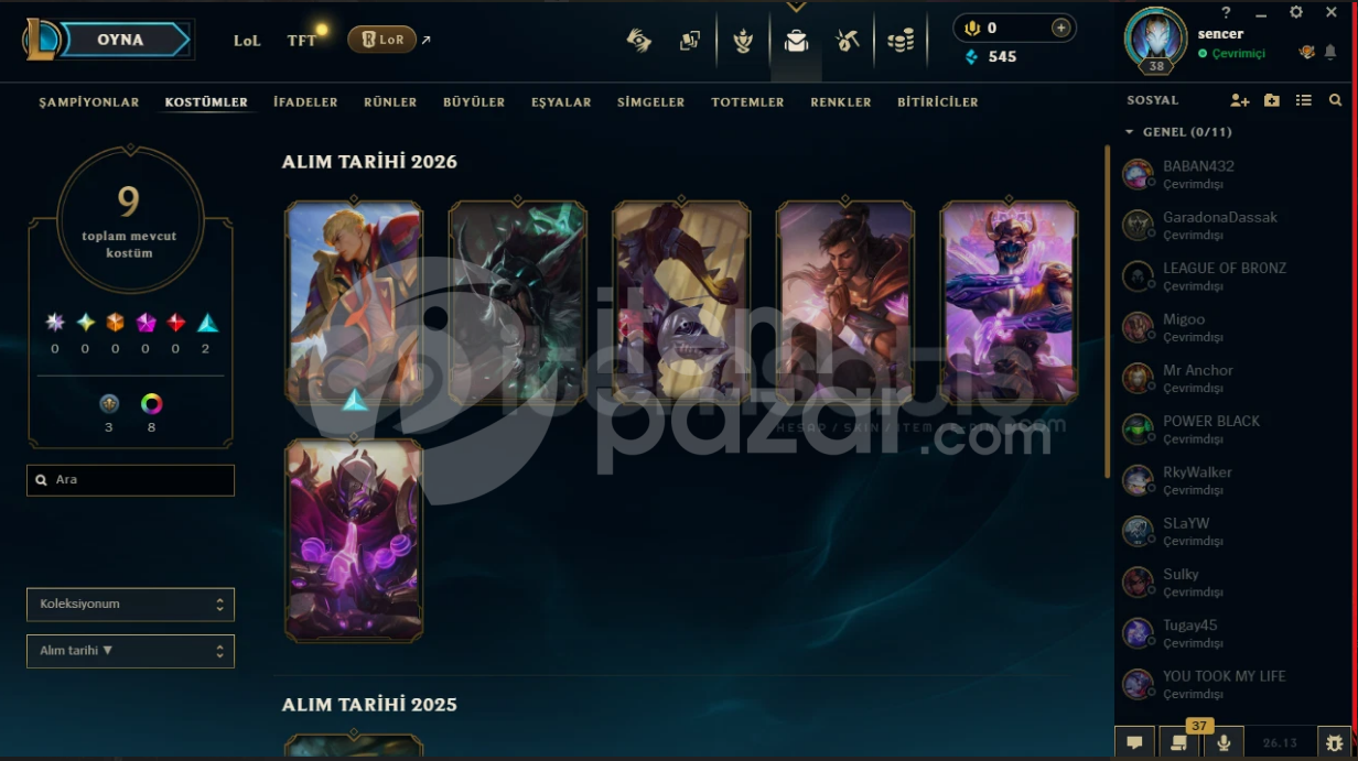 PLAT 1 YÜKSEK MRR LOL HESABI AL MAİNLE HESABI