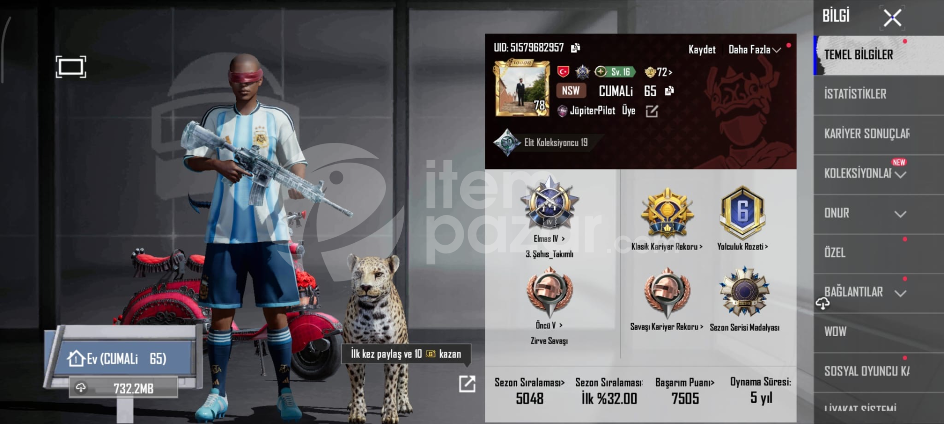 PUBG MOBİLE 5.SEVİYE BUZ M4 HESAP