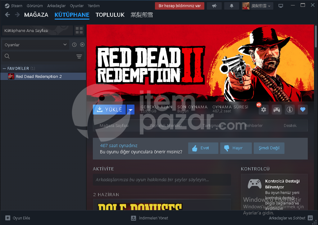 read redemption 2 steam hesabı