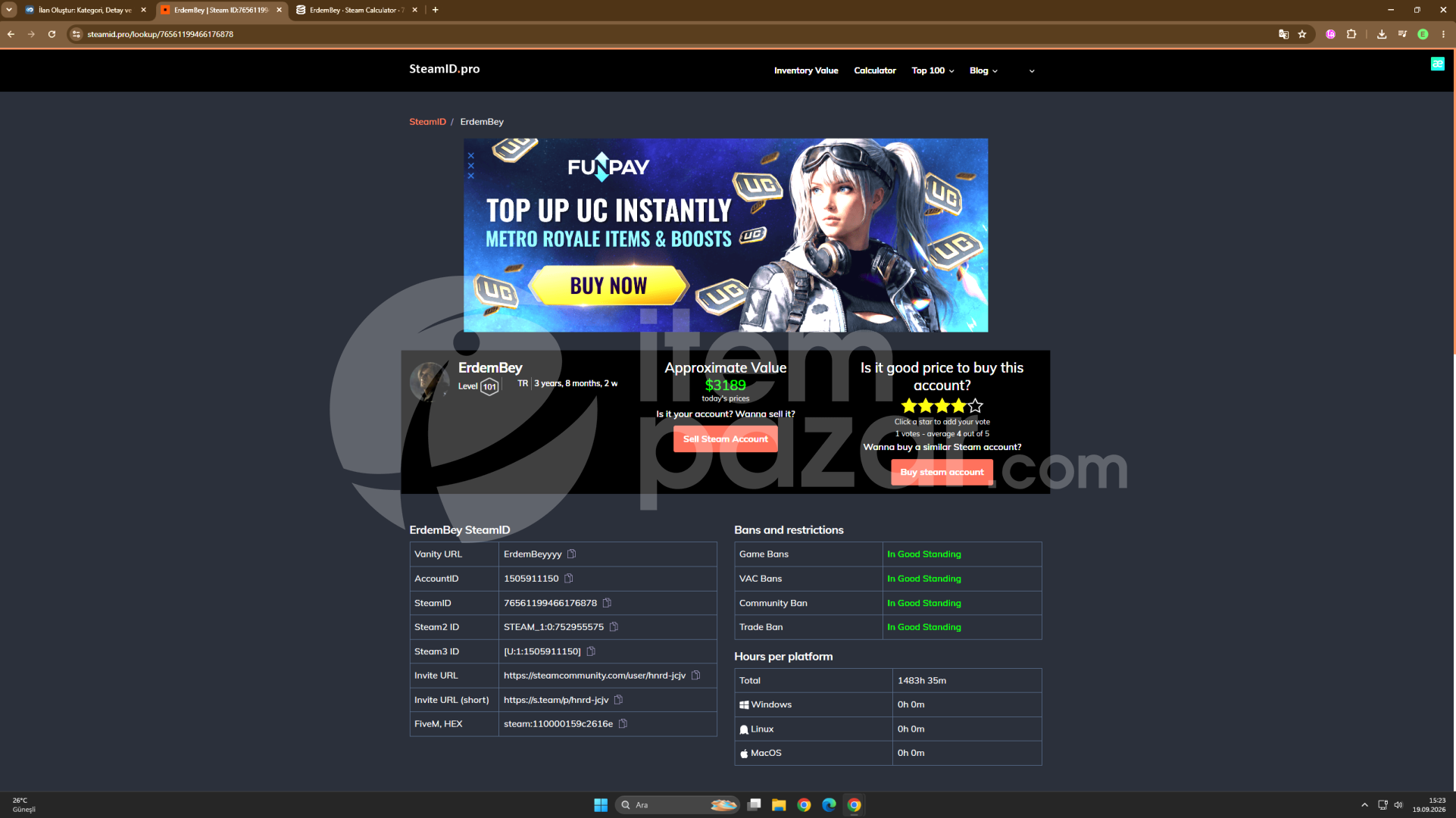 SATILIK PRESTİJLİ STEAM HESABI 101 LEVEL