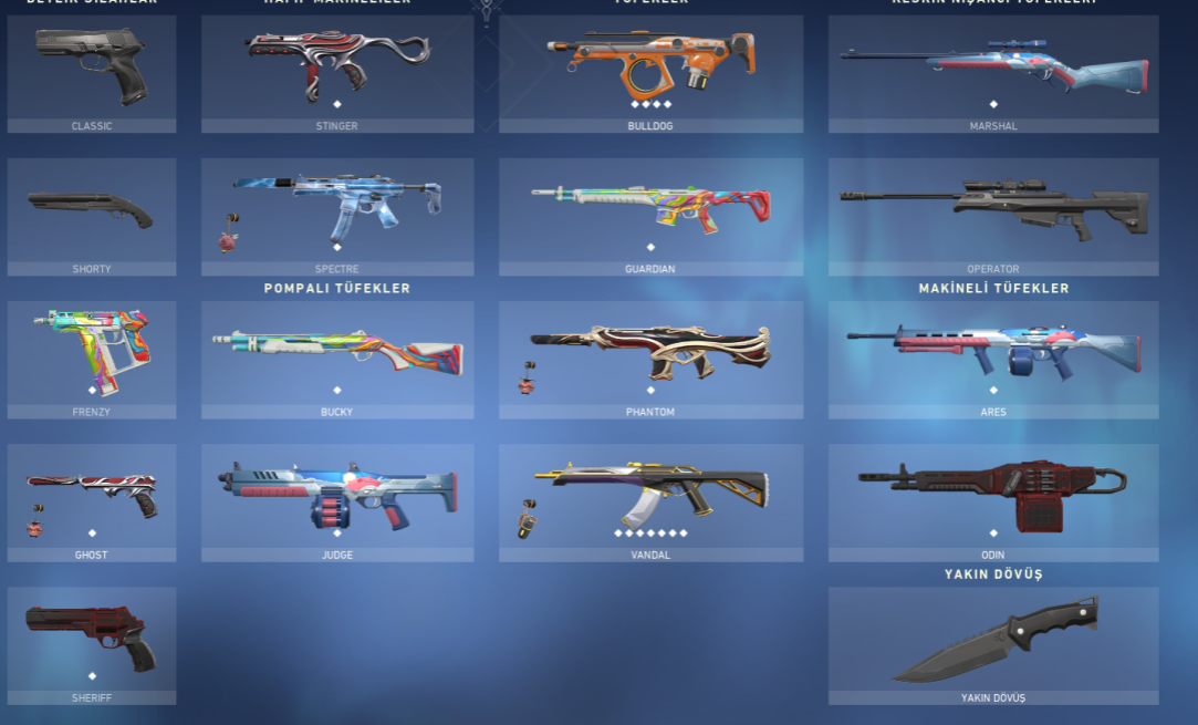 Skinli Valorant hesap ı Platin 3 225 lvl 