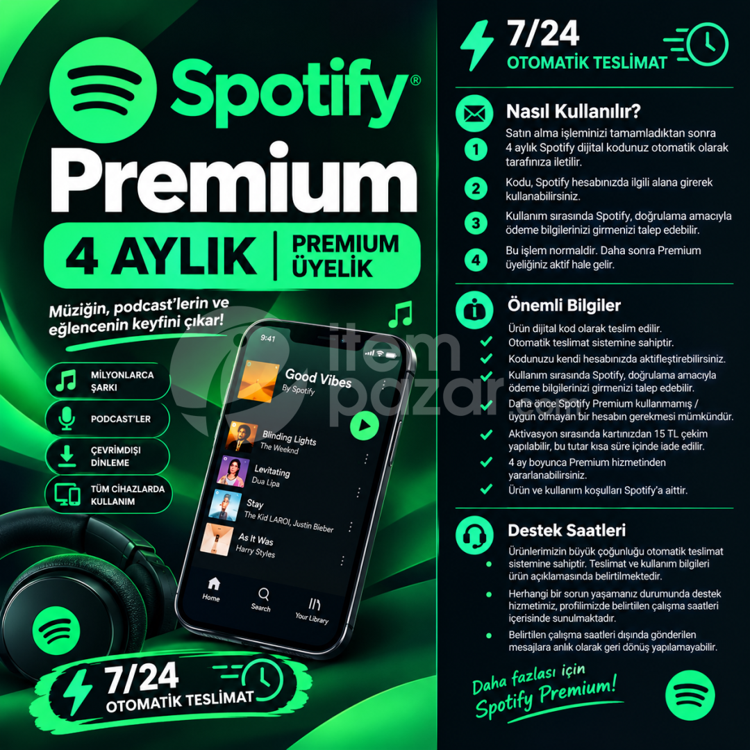 Spotify Premium 4 Aylık Dijital Kod