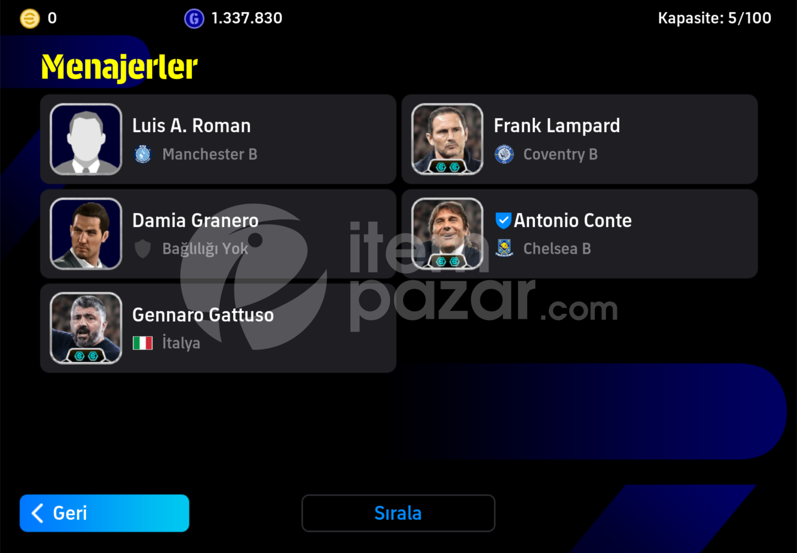 3275KG 109 CECH 108 TOTTI 108 NESTA PELE TEK BĞ