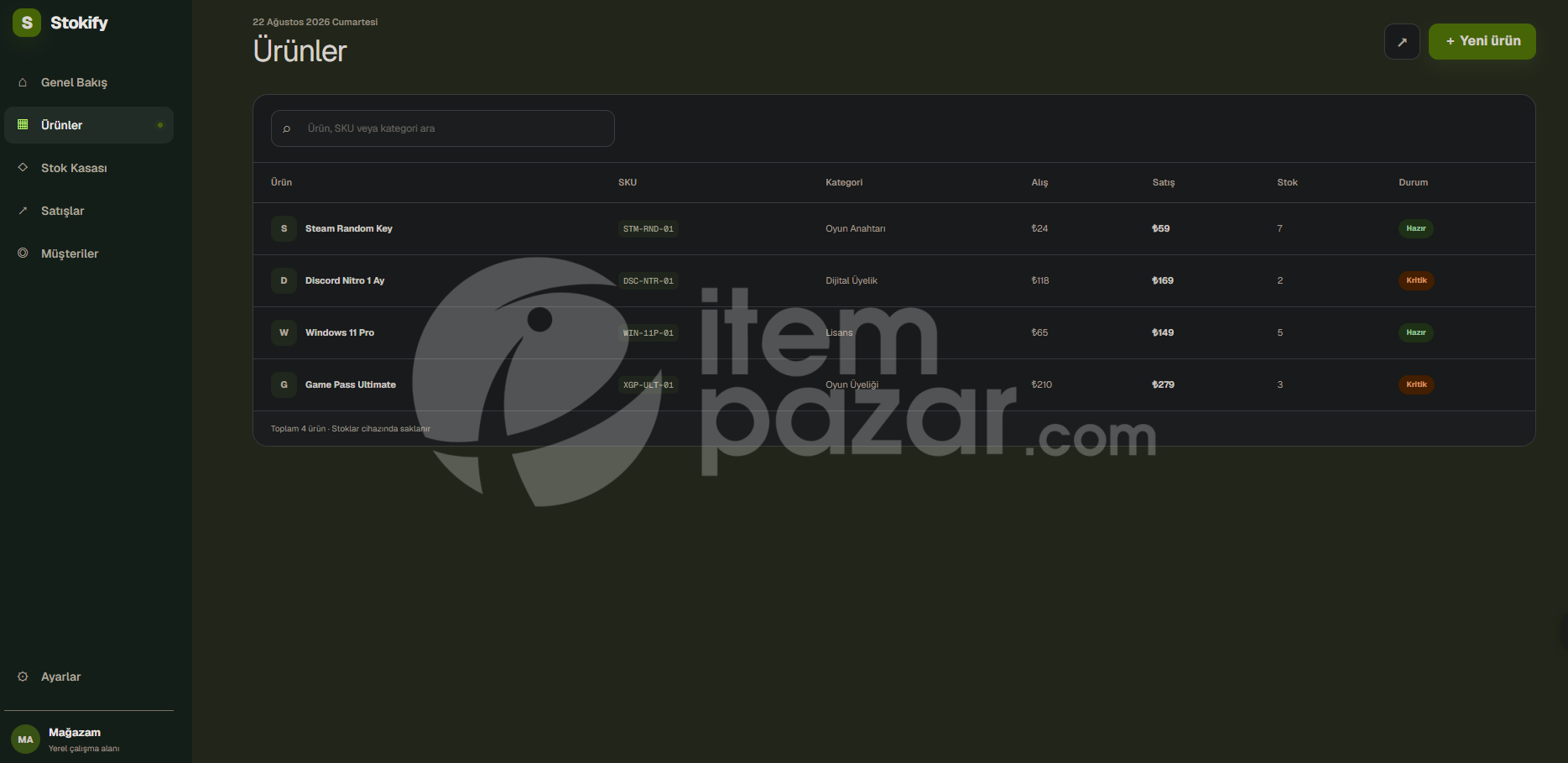 STOKIFY | Dijital Ürün Stok ve Teslimat Paneli