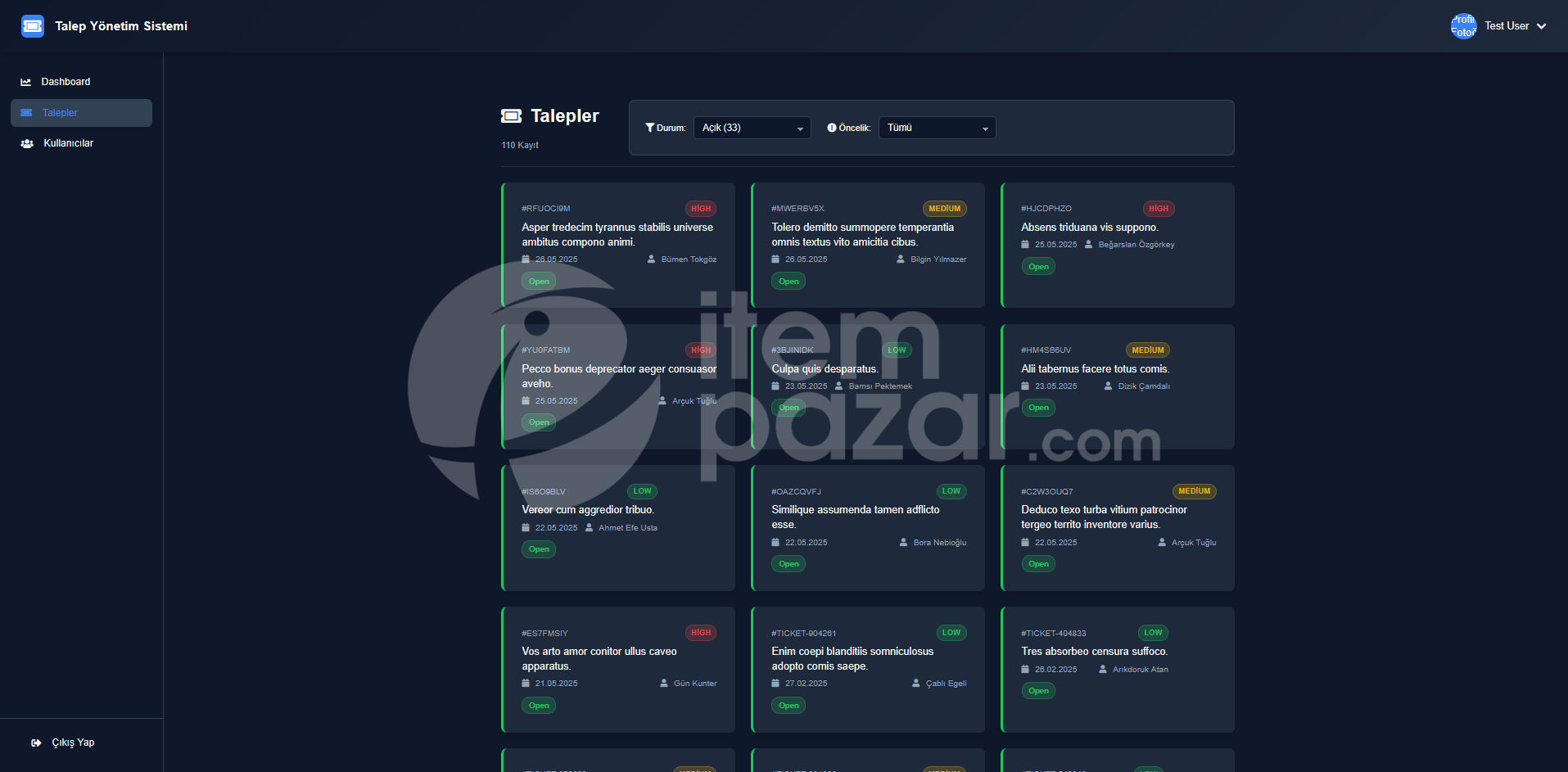 Talep Yönetimi Sistemi – Web Script