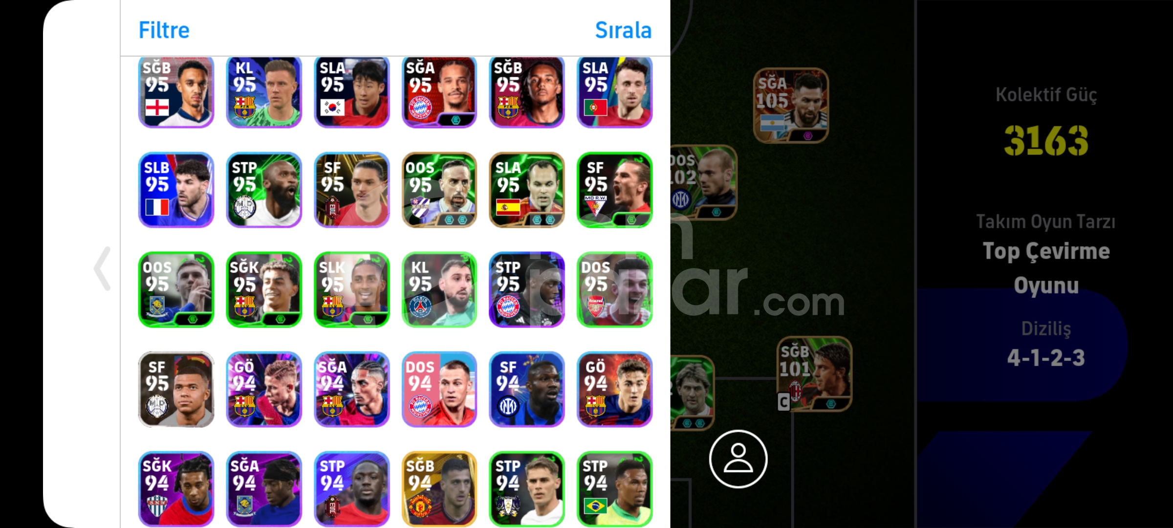 Tek Bağ 105 Arjantin Messi ve 104 Courtios