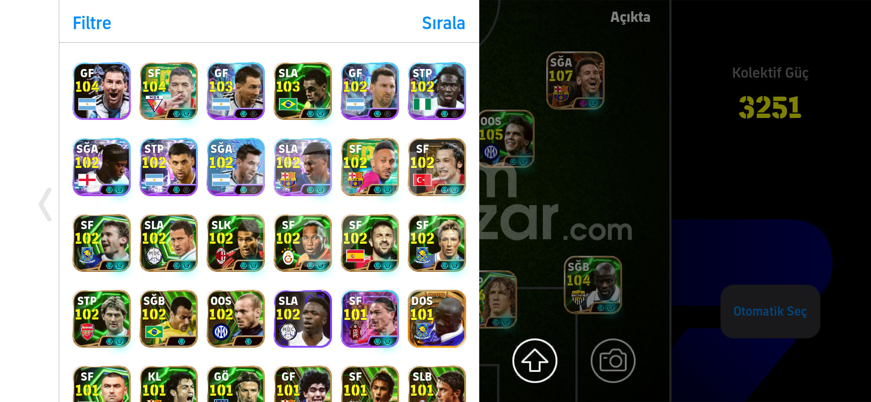 Tek bak 108 messi li hesap