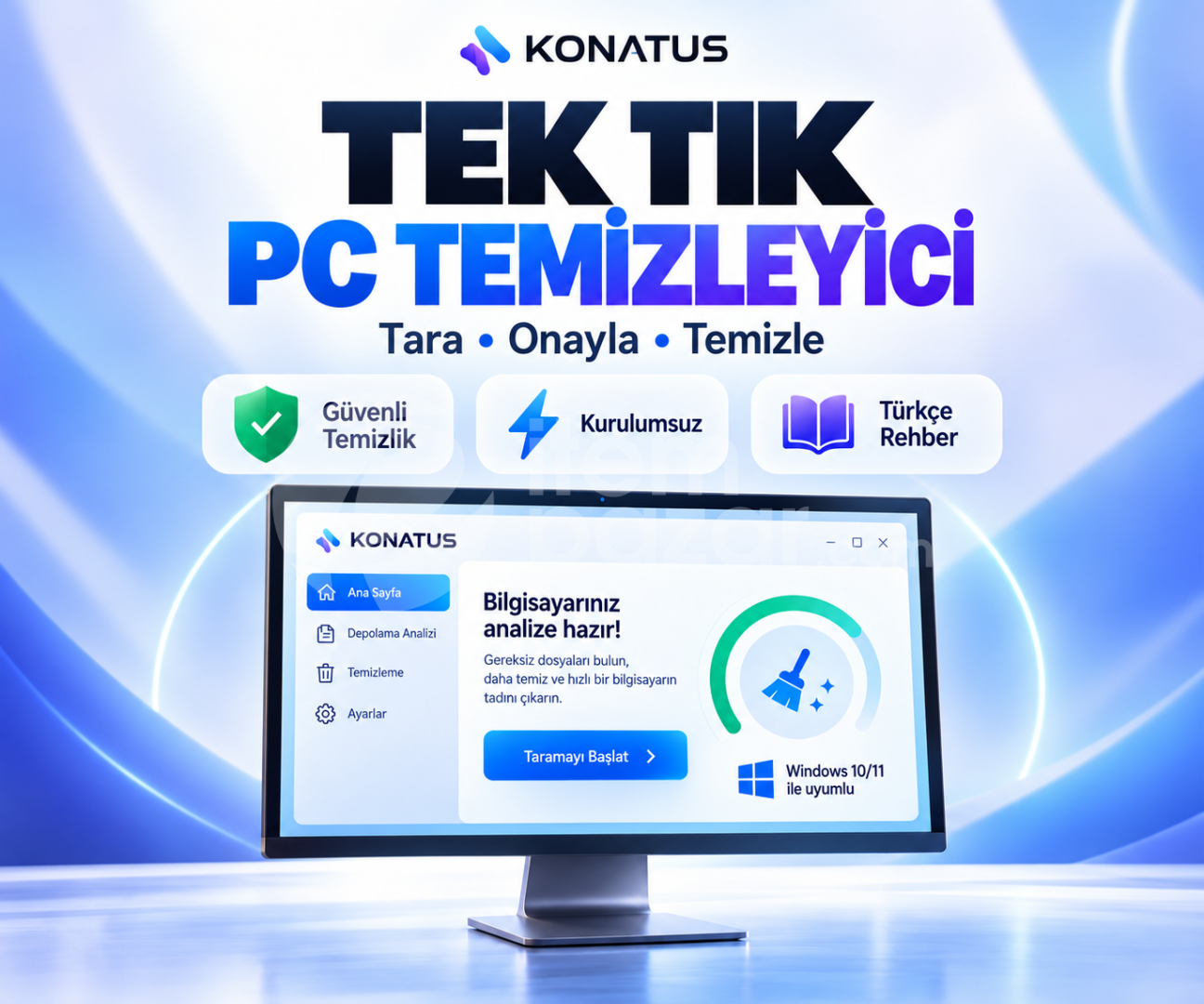 Tek Tık PC Temizleyici | 10/11 Uyumludur