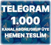 Telegram 1.000 Kanal Abone / Grup Üye