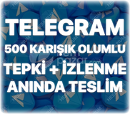 Telegram 500 Olumlu Tepki + İzlenme - Kalıcı