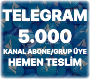 Telegram 5.000 Kanal Abone / Grup Üye