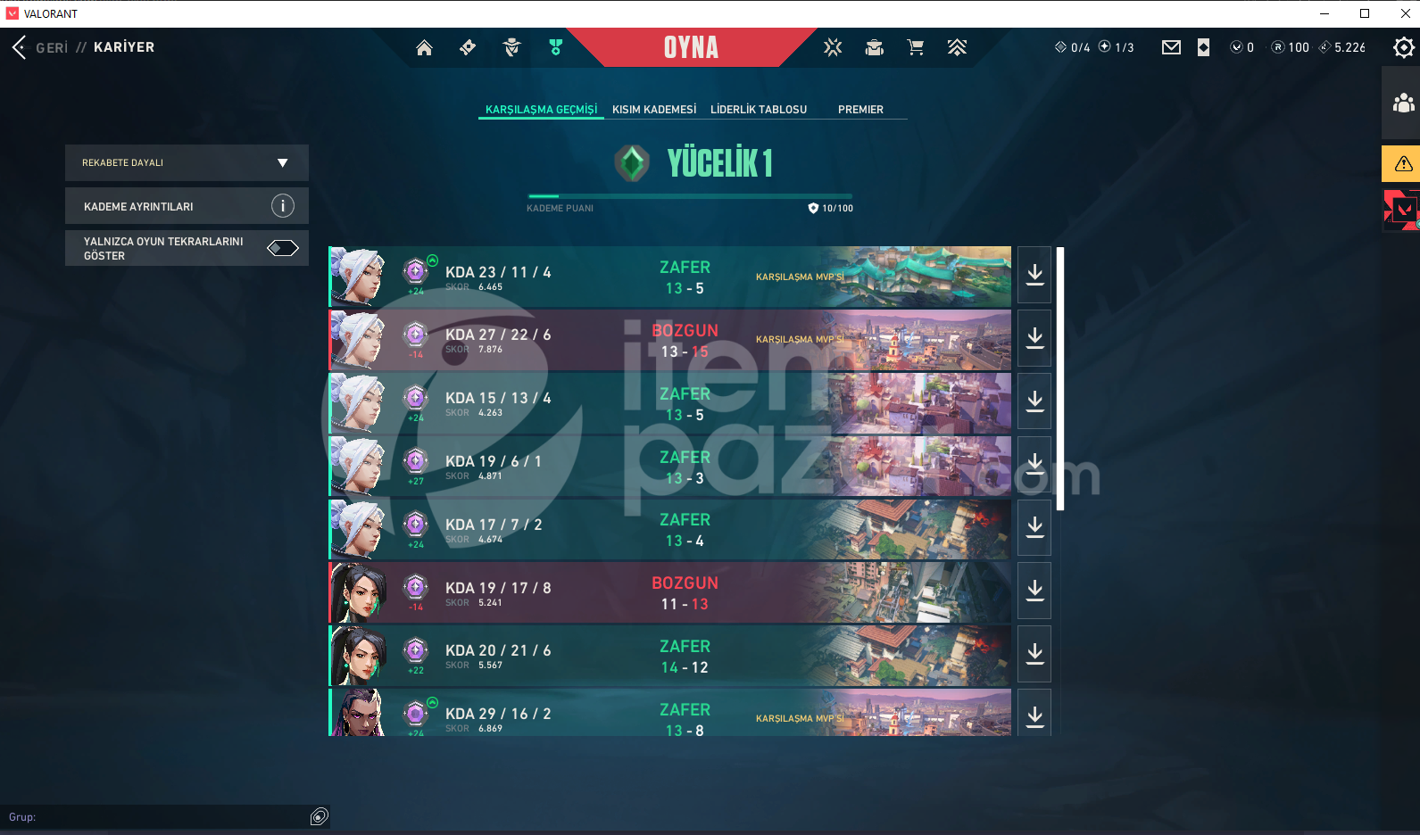 TERTEMIZ YÜCE 1 MAİNLİK YÜKSEK MMR HESAP!