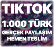 TikTok 1.000 Organik Türk Paylaşım