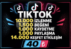  TIKTOK KEŞFET PAKETİ 14.000 ETKİLEŞİM 40 Tl