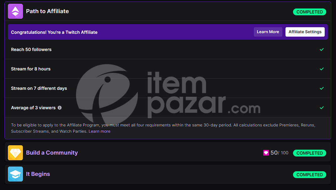 TWITCH AFFILIATE ACCOUNT
