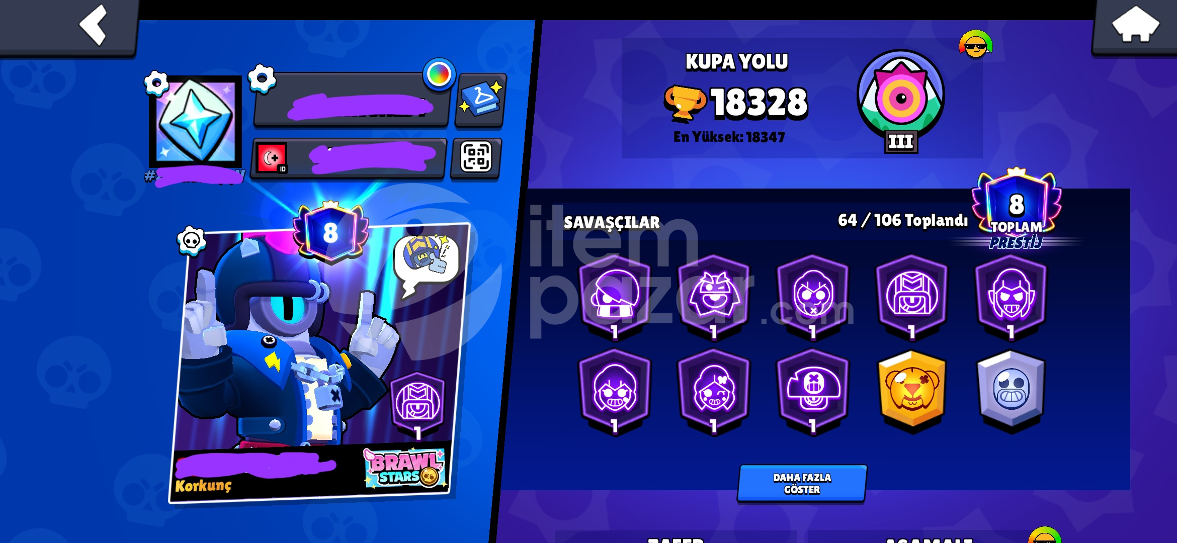 Ucuz-Kaliteli 18K / Efsanevi Brawl Hesabı