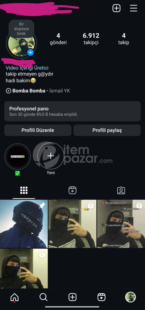 Ucuza orjinal KESFET HESABİ 6.8 K TAKİPÇİ 
