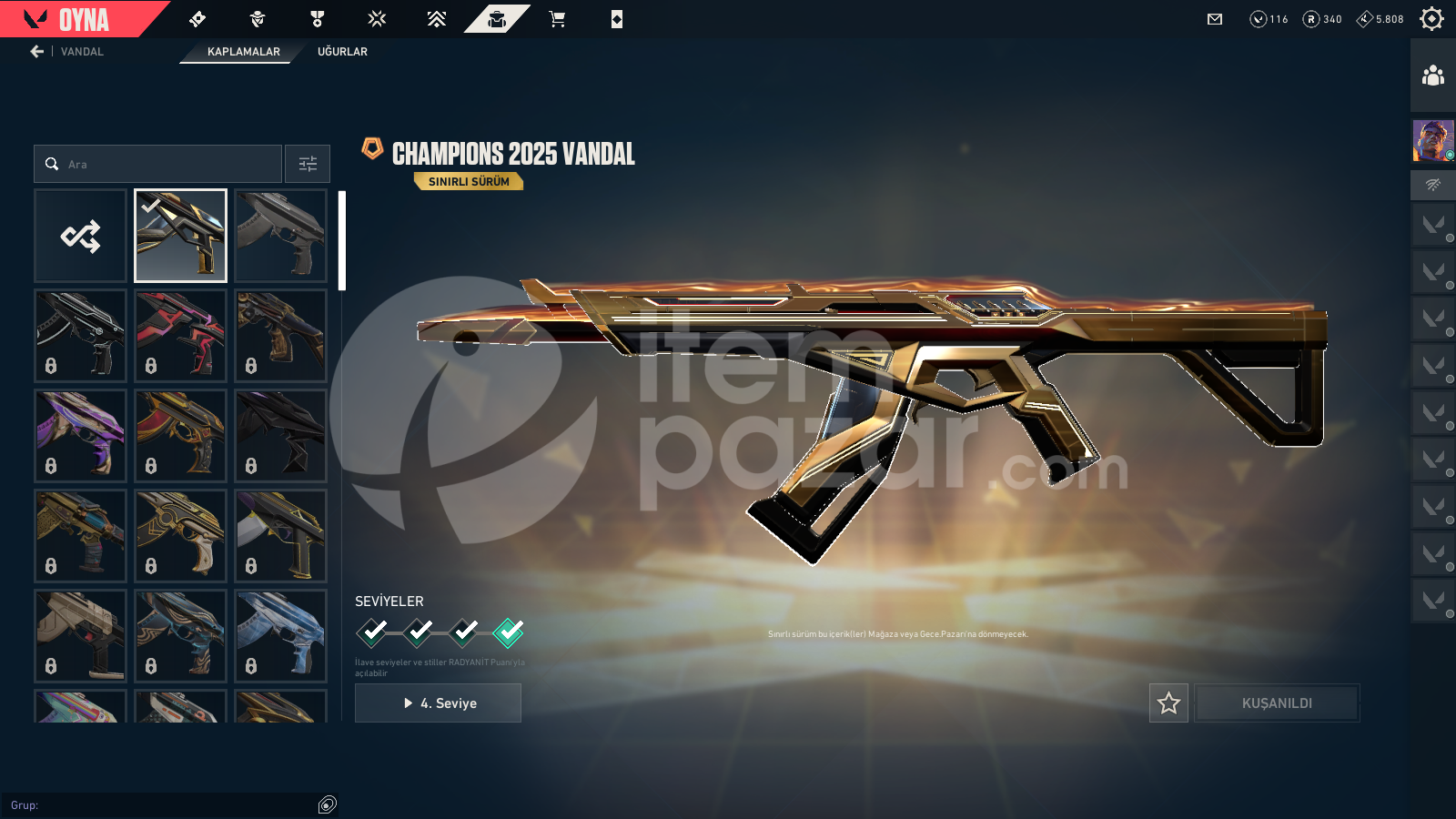 UYGUN HESAP, dopdolu bol skin mainlemelik hesap