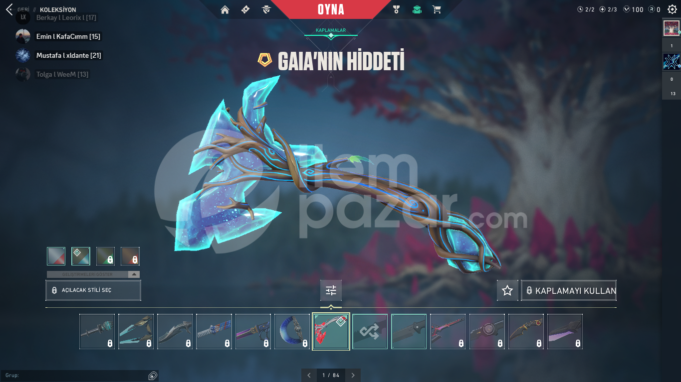 Valorant gaia seti alınmış çıtır hesap