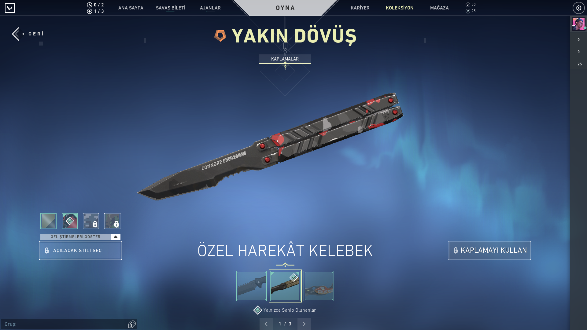 VALORANT KELEBEK BIÇAKLI TR HESAP +50 SKİN 