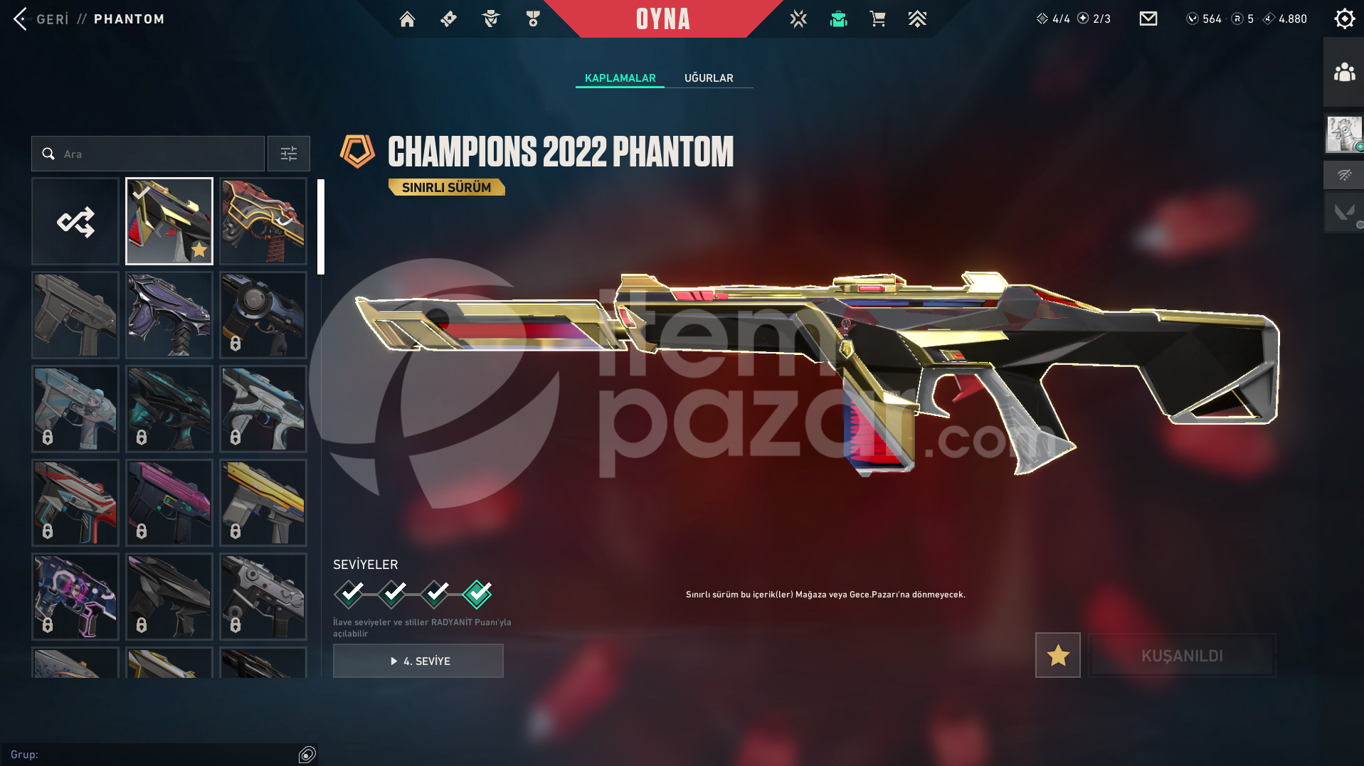  Valorant Acil Satılık Champions 2022 Phantom