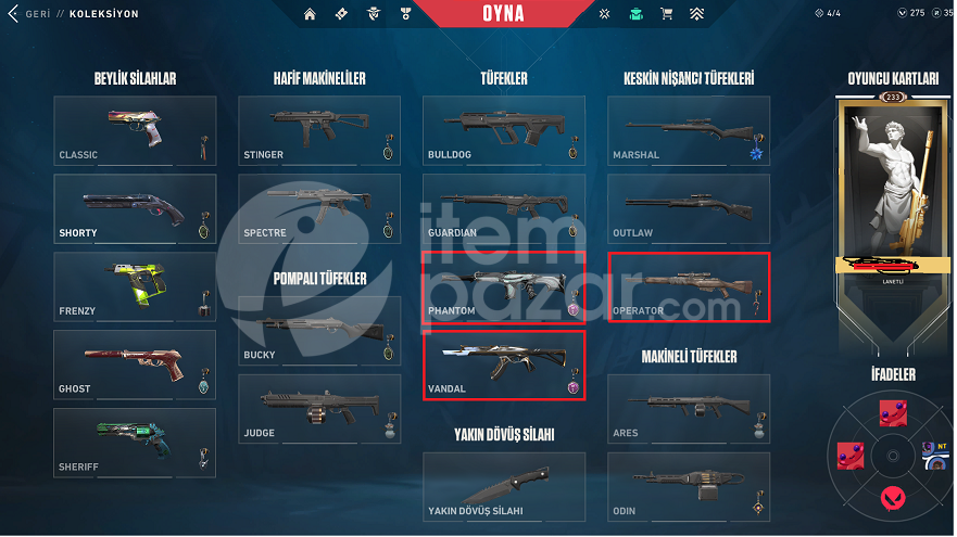 VANDAL + PHANTOM + OPERATÖR EFSANE HESAP