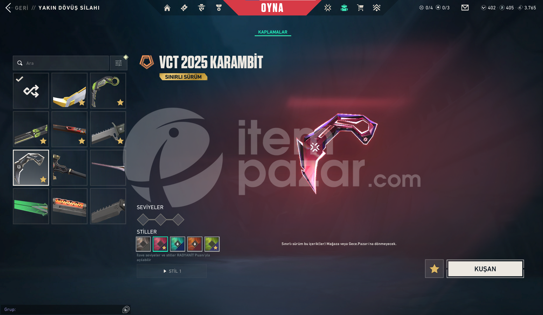 Vct 2025 Karambit Rgx 11z Pro Karambit Kuronami