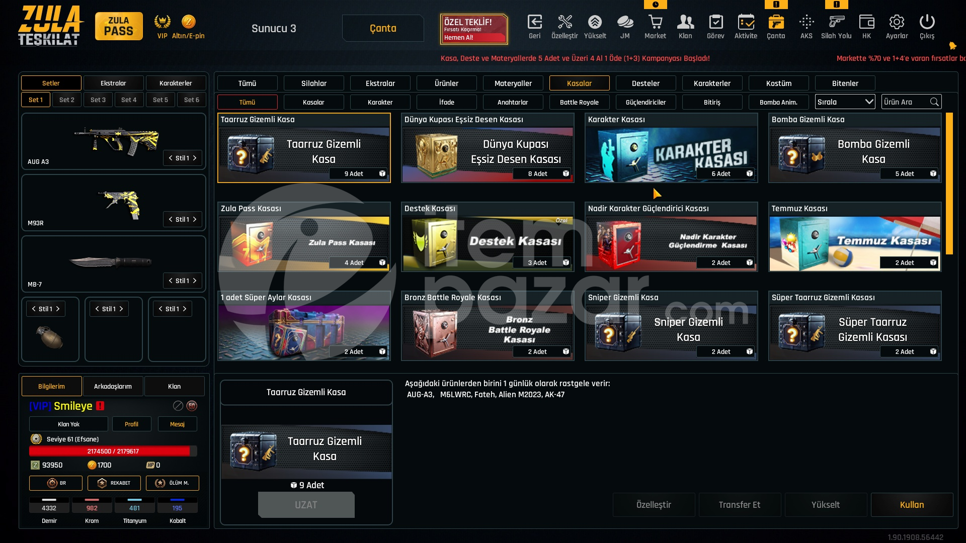 VIP 30K Materyalli 61 Seviye Zula Hesabı