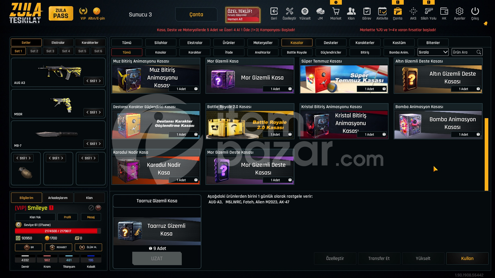 VIP 30K Materyalli 61 Seviye Zula Hesabı