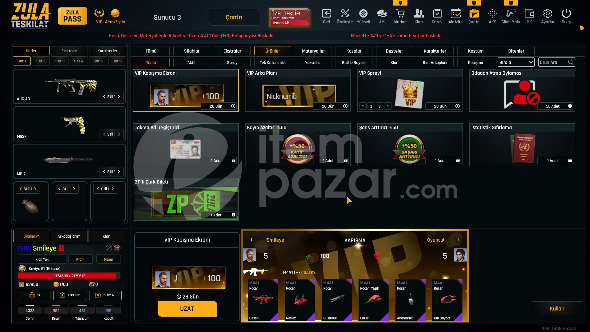 VIP 30K Materyalli 61 Seviye Zula Hesabı