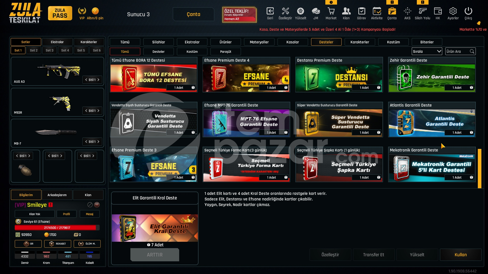 VIP 30K Materyalli 61 Seviye Zula Hesabı
