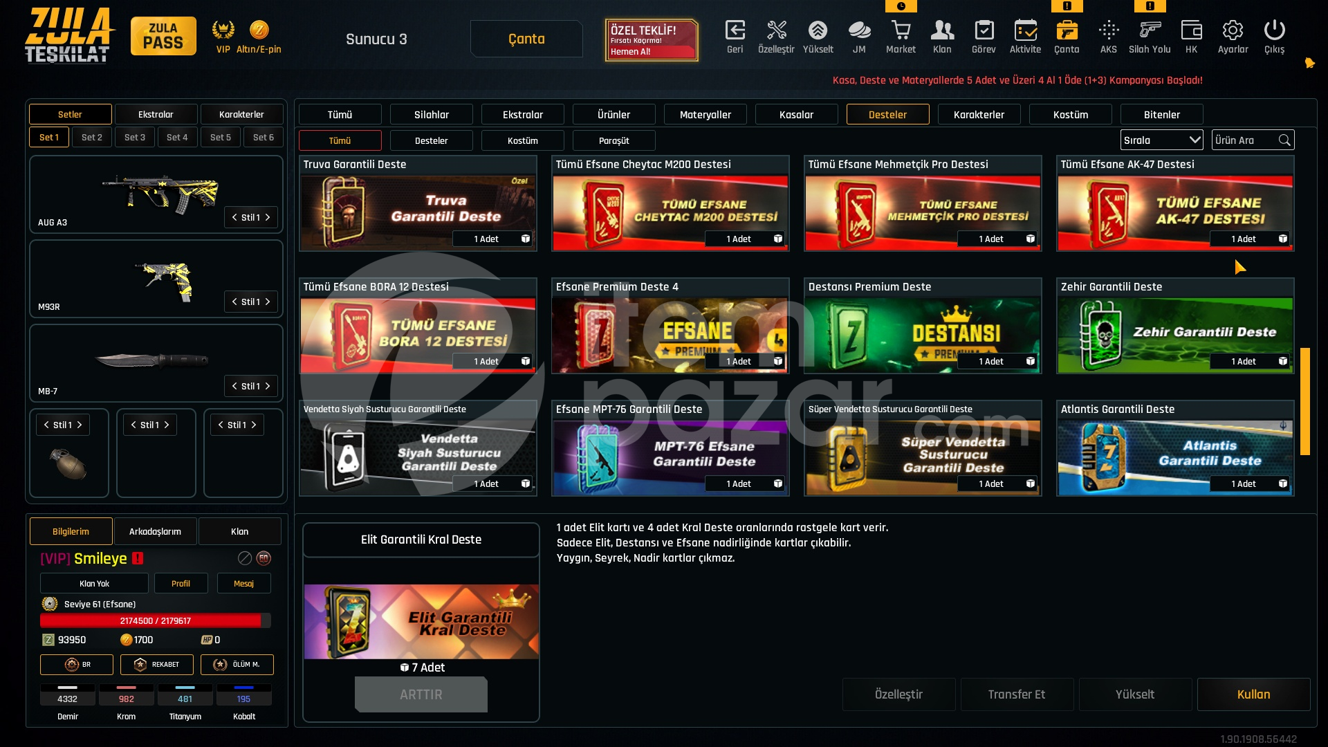 VIP 30K Materyalli 61 Seviye Zula Hesabı