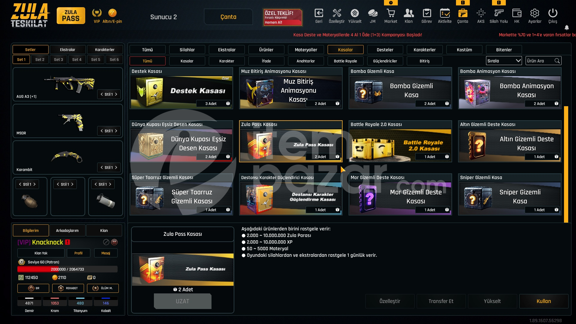 VIP 31K Materyalli 60 Seviye Zula Hesabı