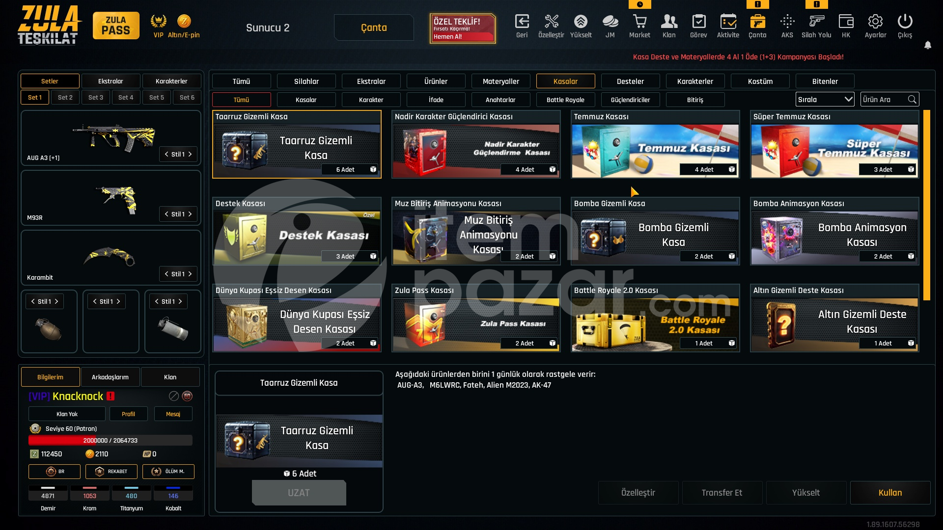 VIP 31K Materyalli 60 Seviye Zula Hesabı