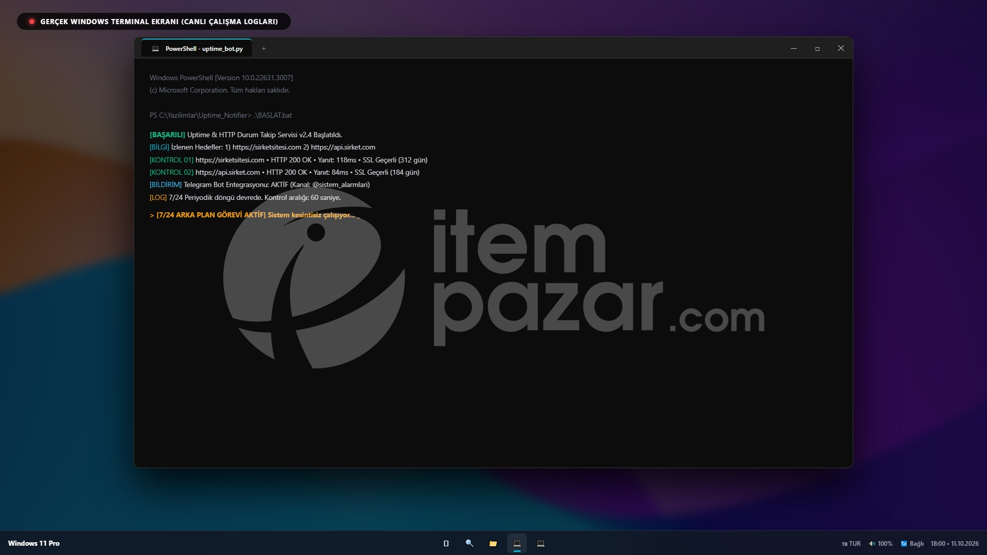 Web Sitesi Kesinti ve Çökme Takip Botu - Teleg