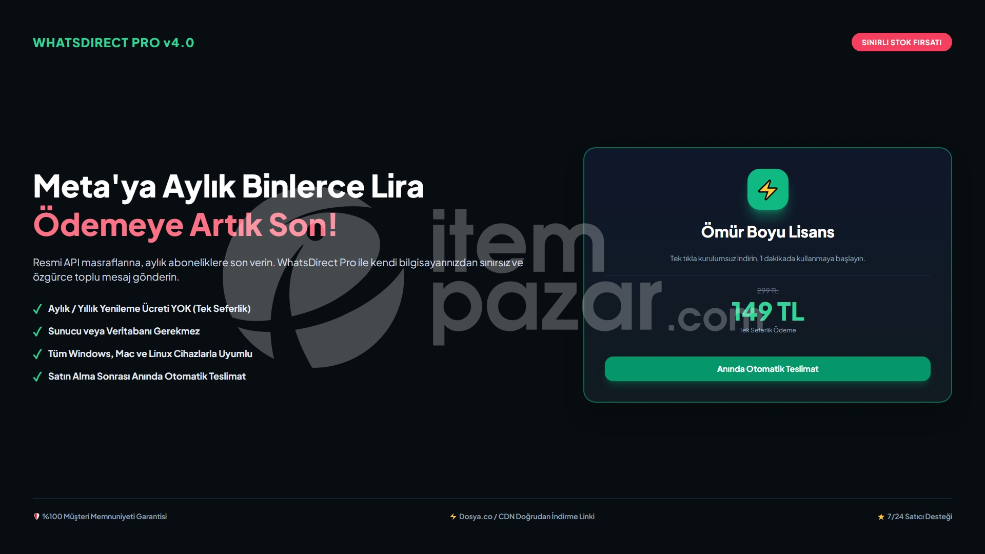 WhatsDirect Pro | Kayıtsız Toplu WhatsApp Botu