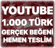 Youtube 1.000 Organik Türk Beğeni
